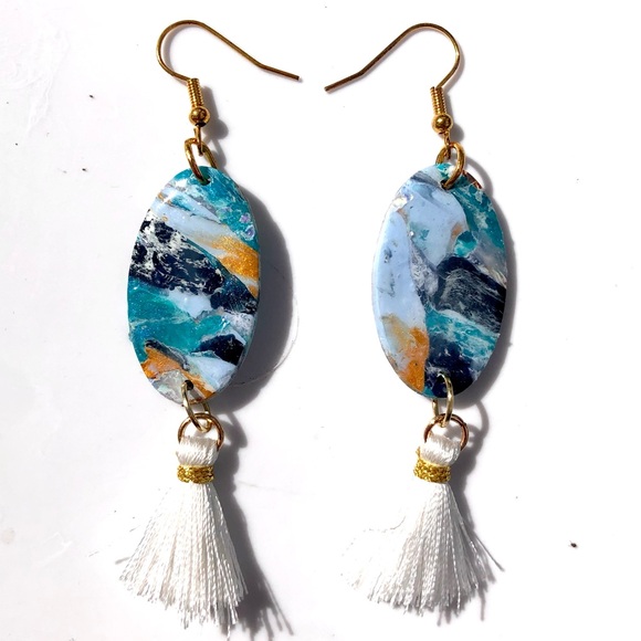 Jewelry - Handmade marbled stone effect earrings